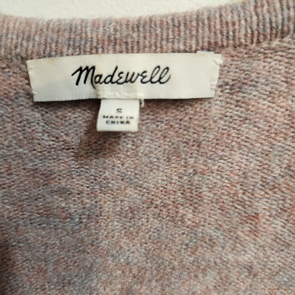 Madewell Kent Wool/Alpaca Blend Cardigan Sweater In Heather Carnation Size Small - Picture 4 of 9